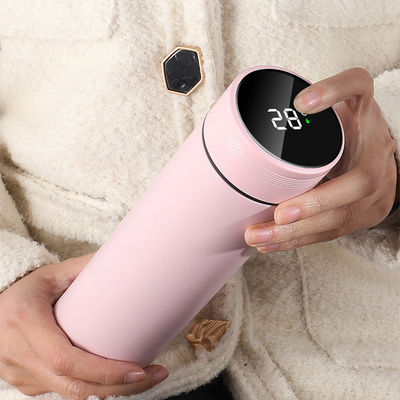 Botella de agua LED digital inteligente personalizada Flasca de infusión de té Flasca de termo aislada al vacío con tapa