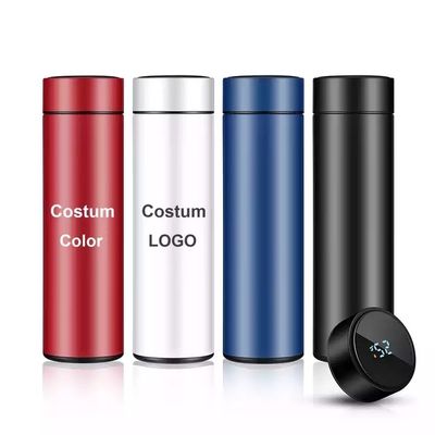 Botella de agua LED digital inteligente personalizada Flasca de infusión de té Flasca de termo aislada al vacío con tapa