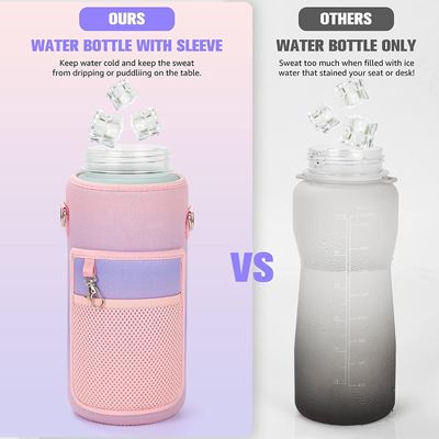 2L Marcador de tiempo motivacional Botella de agua con paja y pegatinas Gradiente de color Durable