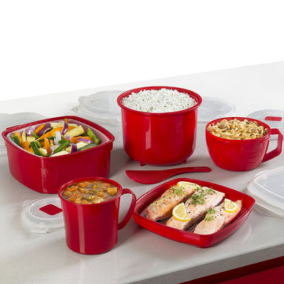 2023 Productos 5 piezas Set de vapor de microondas en material PP con color personalizado