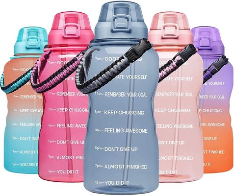 Botella de agua motivacional para gimnasio, marcado de tiempo de deporte, plástico congelado, libre de BPA.