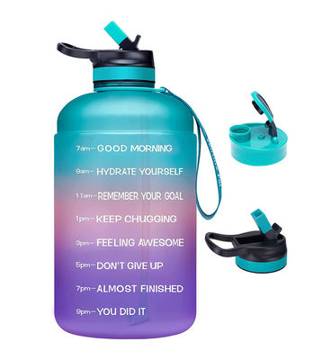 Botella de agua motivacional para gimnasio, marcado de tiempo de deporte, plástico congelado, libre de BPA.