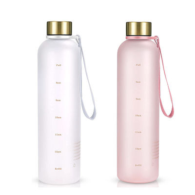 Botella de agua motivacional para gimnasio, marcado de tiempo de deporte, plástico congelado, libre de BPA.