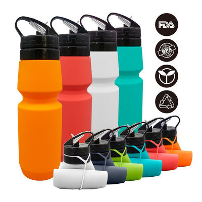 Botella de agua de silicona recubierta de 750 ml para viajes y deportes personalizable