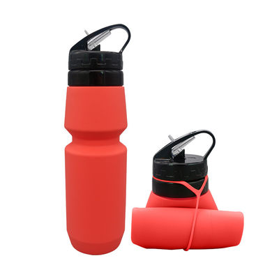 Botella de agua de silicona recubierta de 750 ml para viajes y deportes personalizable