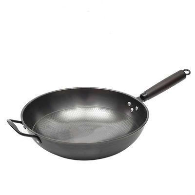 Estilo minimalista No pegado panal de miel 34cm Hierro puro Wok de freír Sostenible y duradero