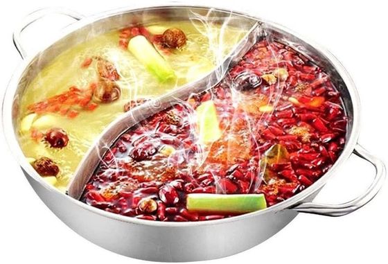 Cocina de inducción de acero inoxidable chino de 2 compartimentos de 26 cm Ollas de almacenamiento caliente con tapa
