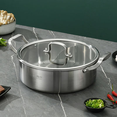 Cocina de inducción de acero inoxidable chino de 2 compartimentos de 26 cm Ollas de almacenamiento caliente con tapa
