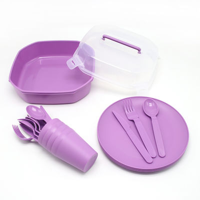 4 persona portátil Pigmentado Outdoor Servidor de mesa conjunto incluye cuchillo de cuchara de tenedor