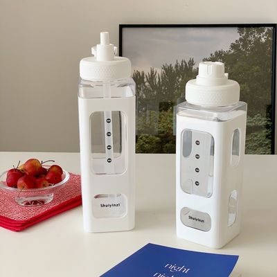 Botella de agua Kawaii lista para el gimnasio con etiqueta 3D 700ml/900ml Leche de viaje de plástico portátil