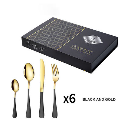 24 piezas de acero inoxidable cubiertos cuchillo horquilla cuchara cubiertos de escritorio con caja de regalo