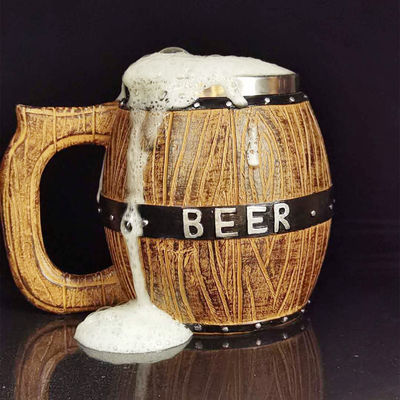550 ml de mango de madera de acero inoxidable taza de café de cerveza con 304 interior y ABS exterior