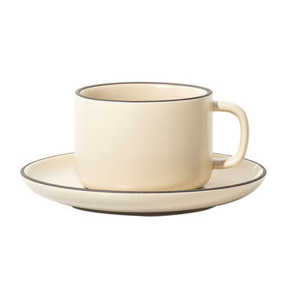 250 ml Capacidad Taza de café y plato de cerámica nórdica mate con cuchara correspondiente