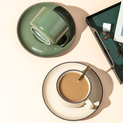 250 ml Capacidad Taza de café y plato de cerámica nórdica mate con cuchara correspondiente