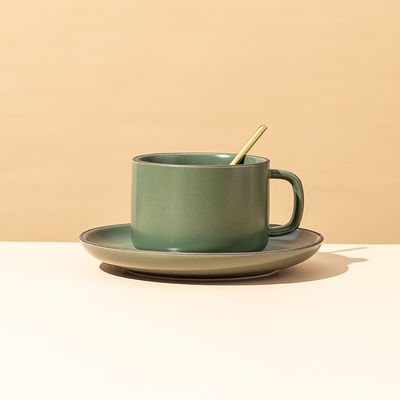 250 ml Capacidad Taza de café y plato de cerámica nórdica mate con cuchara correspondiente