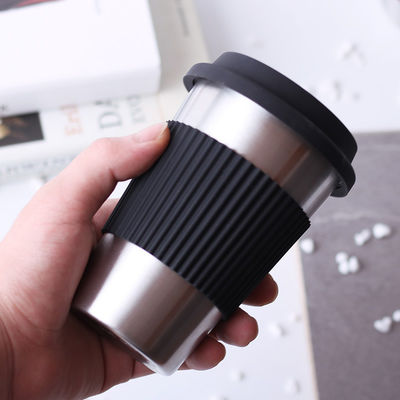 Taza de café de acero inoxidable personalizada 17 oz doble pared 18/8 tumbler con manga de silicona