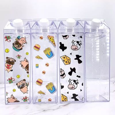 16 oz 32 oz Eco-amigable botella de agua para niños cartón de leche clara logotipo de diseño personalizado
