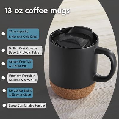 Gran taza de café con mango estilo minimalista aislada tapa de corcho de fondo a prueba de salpicaduras