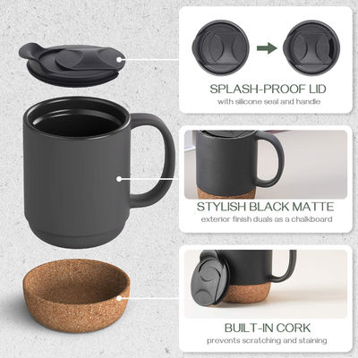 Gran taza de café con mango estilo minimalista aislada tapa de corcho de fondo a prueba de salpicaduras