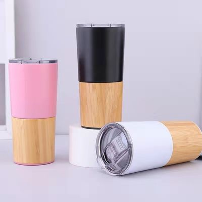 Sostenible 20 oz Medio de bambú concha de vacío aislado Tumbler Viaje Taza de café Capacidad