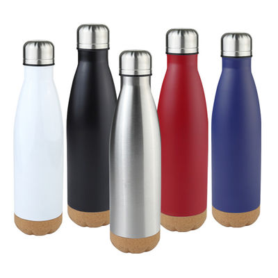 Botella de agua de acero inoxidable de 500 ml de corcho en forma de cola sello de vacío aislado