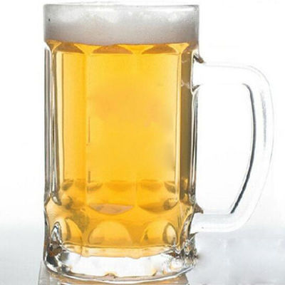Taza de cerveza de vidrio de 400-600 ml personalizada con mango 6.8x24.5cm