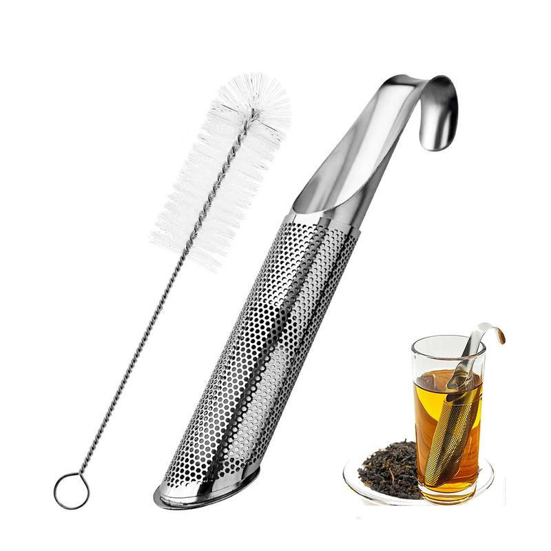 Acero inoxidable de mango largo de la cepillo de especias malla de tubería infusora de té para artículos de cocina