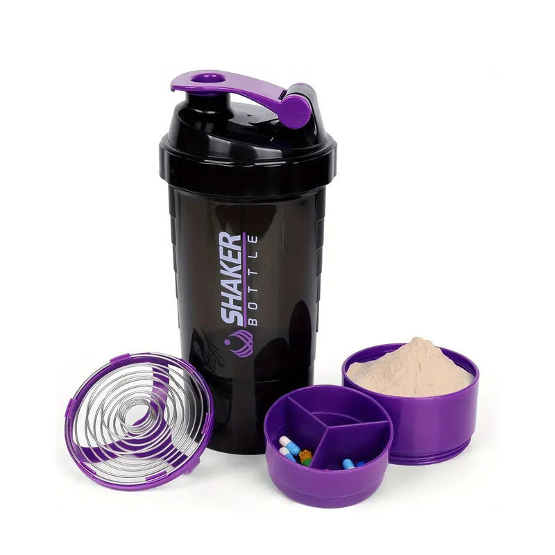 Proof Leak 16oz Fitness GYM Deportes Protein Mixes Botella de batidora con dos compartimientos adicionales