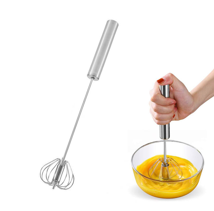 Color personalizado de mano empujar mezclador de la crema de azotes giratorios semiautomático de acero inoxidable batedor de huevos