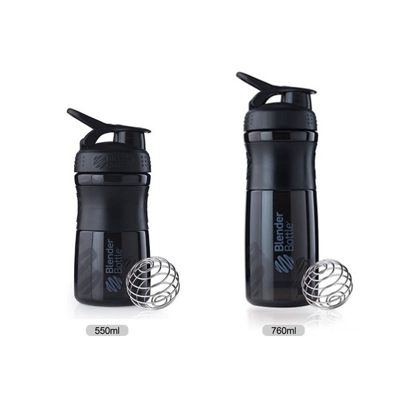 Bola de acero inoxidable portátil sin BPA Gimnasio Botella de batidora de proteínas de plástico para deportes