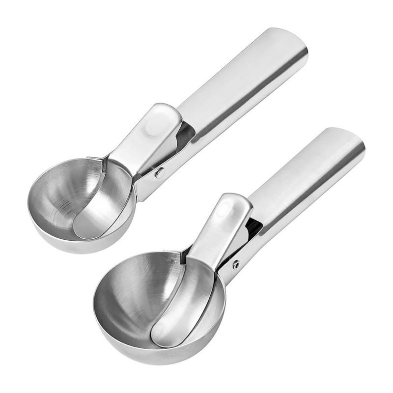 Herramientas de cocina Scoop de helado de acero inoxidable con logotipo personalizado de gatillo fácil y 4.8 * 18cm