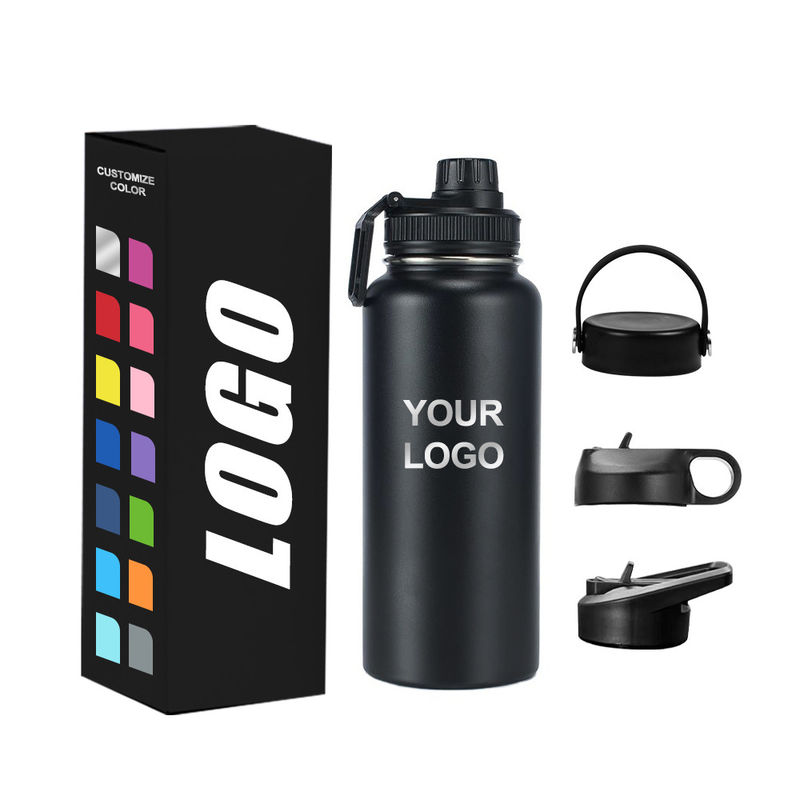 32 oz/64 oz Botella de agua de vaso al vacío para beber directamente en el gimnasio deportivo de acero inoxidable