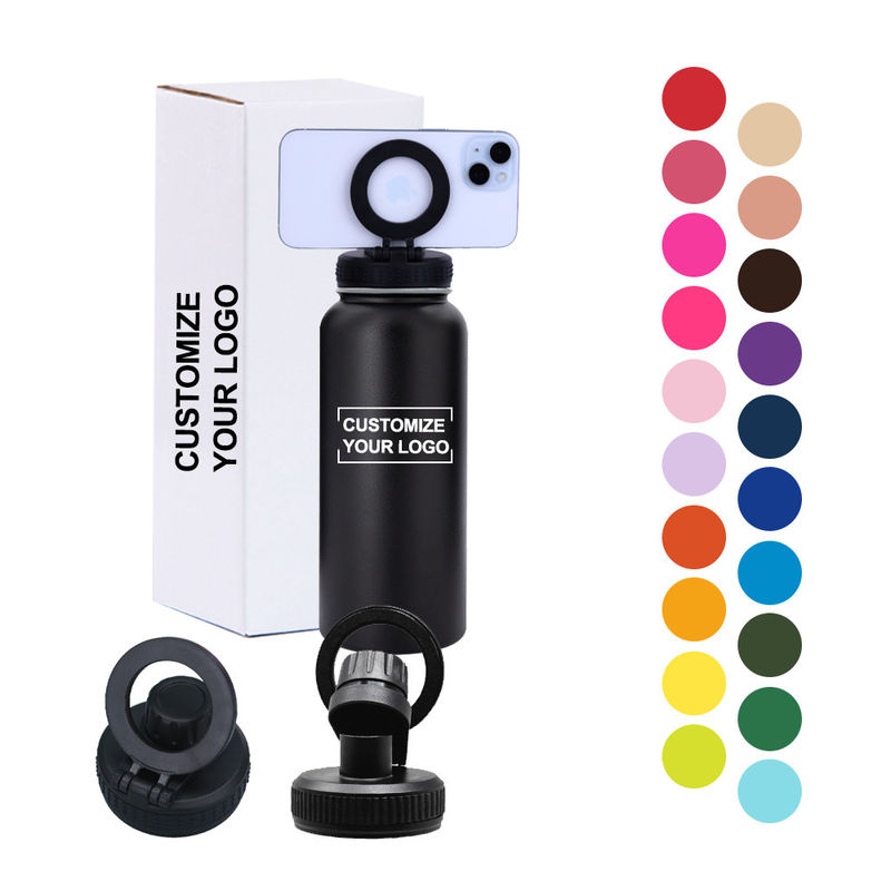 Equipado con recubrimiento anticorrosión de acero inoxidable y plástico botella de agua magnética para gimnasio