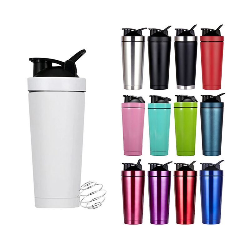 739ml / 500ml Capacidad Color personalizado Botella de batidora de proteínas de acero inoxidable para gimnasio