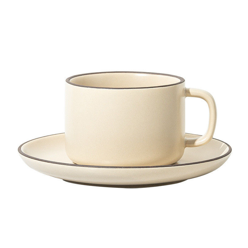 250 ml Capacidad Taza de café y plato de cerámica nórdica mate con cuchara correspondiente