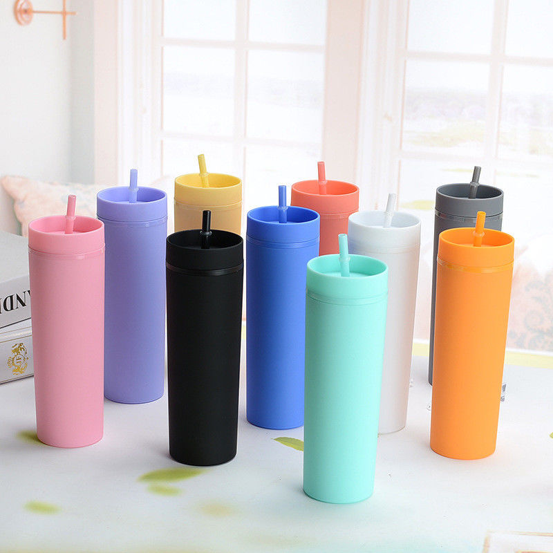 Minimalista Eco Friendly Custom Bpa libre 16 oz PP botella de agua de plástico con pajitas