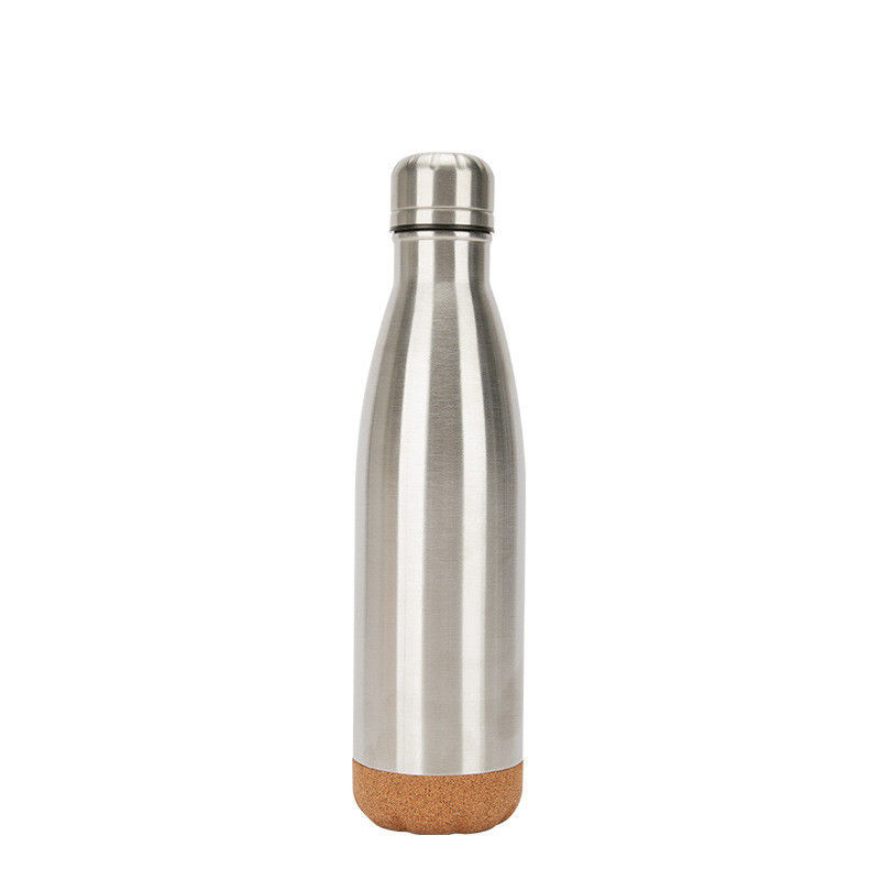 Botella de agua de acero inoxidable de 500 ml de corcho en forma de cola sello de vacío aislado